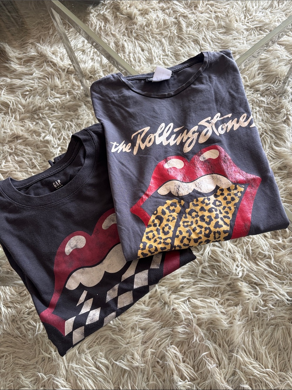 Lot of 2 Rolling Stones Kids Graphic Long Sleeve T Shirts Size 12 Zara Gap